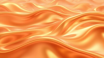 Fototapeta premium Abstract rippled surface with golden sheen reflecting light. Smooth undulating textile texture pattern.