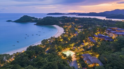 Obraz premium Serene Tropical Resort by the Beach: A Luxurious Island Getaway