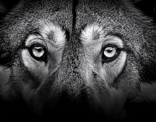 A series of high contrast black and white photos of various animal eyes.