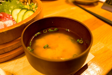 Japanese meal at Nachikatsuura in Asia, Japan, Kansai, Nachikatsuura, in summer, on a sunny day.