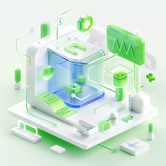 Obraz premium Isometric medical illustration with vibrant colors