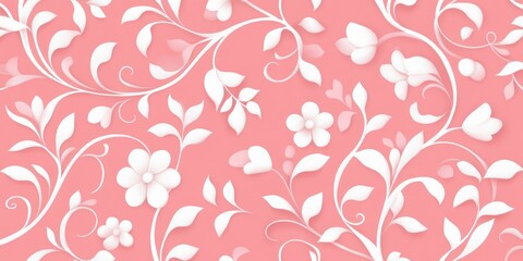 Delicate White Floral Pattern on Pink Background