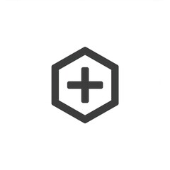Fototapeta premium Plus sign inside hexagon representing healthcare, medicine, pharmacy and hospital services