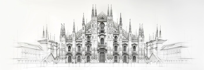 Intricate architectural sketch of a historic building with stunning details.