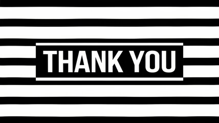 Thank you text in a white box with stripes