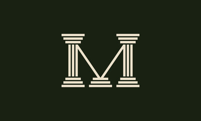 Letter M pillar monogram law logo design