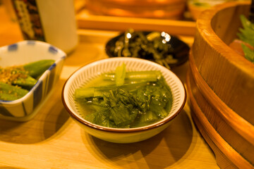 Japanese meal at Nachikatsuura in Asia, Japan, Kansai, Nachikatsuura, in summer, on a sunny day.