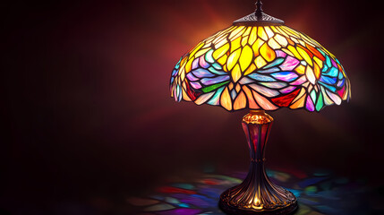 Beautiful tiffany-style stained glass lamp. Electric Stained Glass. Illustration