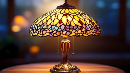 Beautiful tiffany-style stained glass lamp. Electric Stained Glass. Illustration