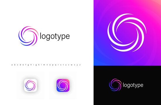 Abstract swirl logo with dynamic, rotating curves symbolizing motion, energy, digital innovation. Ideal for technology, AI, startups, fintech, consulting, modern branding. Vector logotype - Powered by Adobe