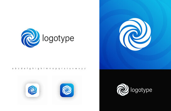 Round swirl logo with dynamic, flowing curves symbolizing motion, technology, and innovation. Ideal for startups, AI, fintech, cloud computing, security, and digital branding. Vector illustration