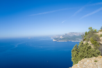 Obraz premium The coves in Cassis in Europe, France, Provence Alpes Cote d Azur, Bouches du Rhone, Cassis, in summer, on a sunny day.