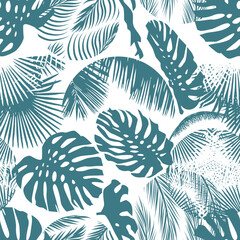 Seamless background palm leaves. Palm leaf pattern. Vector illustration. Decor element. Hand drawing. Not AI, Vector illustration