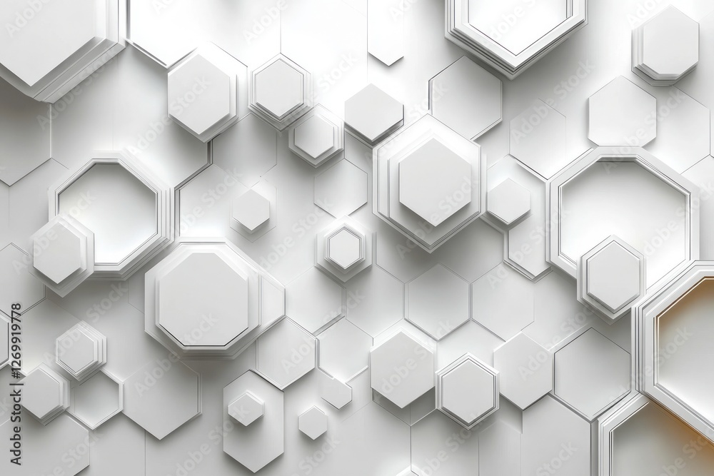 Poster abstract white background with a hexagonal pattern for a technology concept vector presentation desi