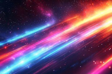 Fototapeta premium Vibrant neon laser beams in blue and purple colors on a dark background, a futuristic digital art vector illustration. Neon glow effect for an energetic concept banner or party