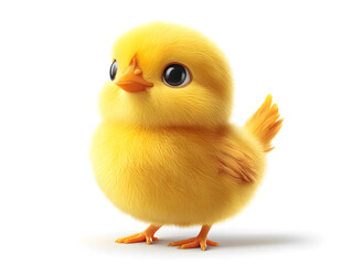 Obraz premium Cute Chicken With Soft Feathers Sits on a White Background Showcasing Its Adorable Features and Vibrant Colors, Capturing the Essence of a Young Bird's Charm