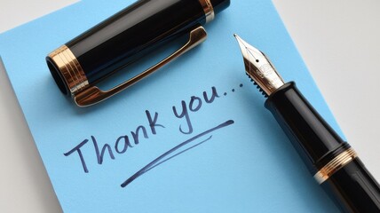 A thank you note with an elegant fountain pen