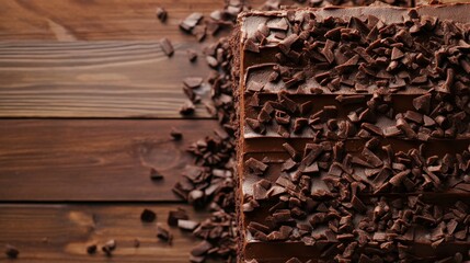 Fototapeta premium A Rich Chocolate Cake with Exquisite Chocolate Shavings