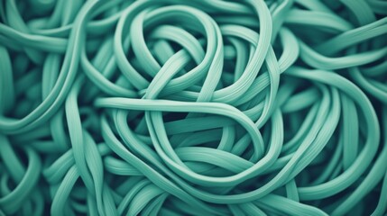 Abstract teal twisted pasta texture. Close up view. Potential use for food or graphic design