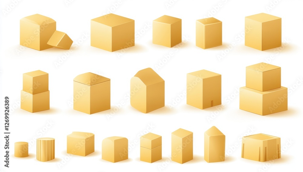 Fototapete Stages of a cube's destruction by an explosion. Template for web illustrations and computer graphics. Modern illustration