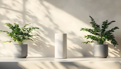 Minimalist vase arrangement and natural light in modern interior setting