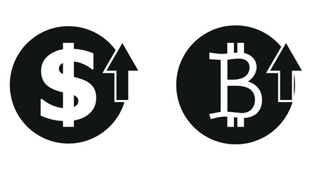  dollar and bitcoin decline fund vector icon