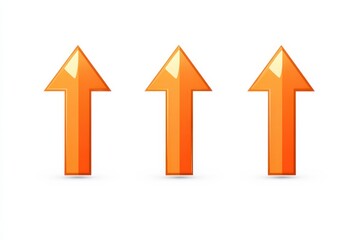Bold orange arrows pointing upwards against a clean white background for clear directional emphasis isolated on transparent background