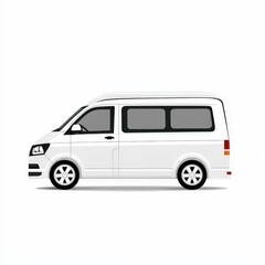 White van with flat roof parked on city street in urban environment during daylight hours