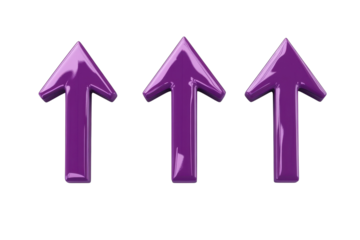 Stylish purple arrows pointing upward to signify growth and progress in a vibrant design setting isolated on transparent background