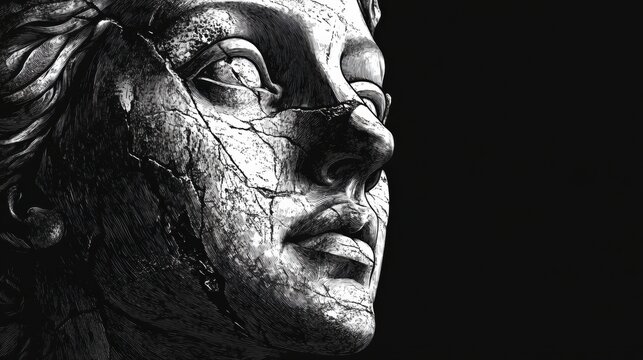 Une ancienne statue n&eacute;oclassique romaine ou grecque a &eacute;t&eacute; &eacute;rig&eacute;e en 1840 dans le centre historique de Lucques