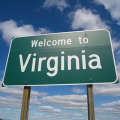 Obraz premium Green Road Sign Welcome in Virginia – USA