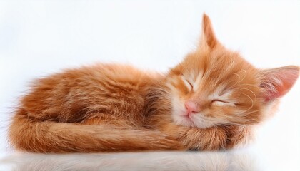 sleeping little red kitten