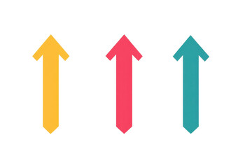 Colorful arrows pointing upward symbolize progress and direction in a modern design setting isolated on transparent background