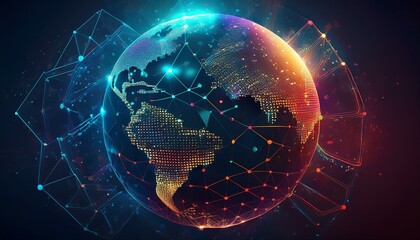 Obraz premium global network background