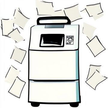 white printer blowing papers clip art preview