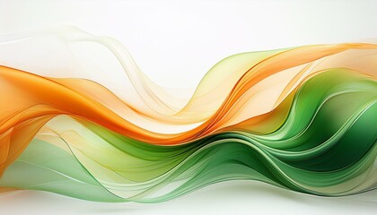 Obraz premium abstract background with graceful green and orange waves on a white background