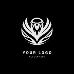 A bold vector logo featuring a cybernetic phoenix with elegant, sharp wings. Perfect for esports, security, AI, or futuristic branding. Sleek, modern, and powerful design.