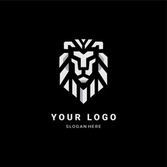 A powerful vector logo featuring a geometric lion head with sharp, modern lines. Perfect for esports, security, branding, and luxury designs. Strong, sleek, and majestic.