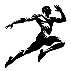 Sprinter in full-speed motion silhouette