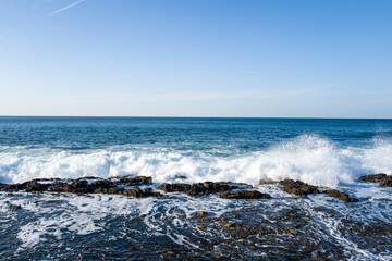 Kotohikihama Beach in Asia, Japan, Kansai, Kinosaki, in summer, on a sunny day.
