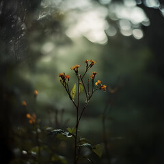 Vibrant Nature Photography: Delicate Blooming Flowers and Lush Green Leaves in Soft Focus with Sunlight Rays, Serenity of Outdoor Gardens, Tranquil Bokeh Ambiance and Botanical Beauty