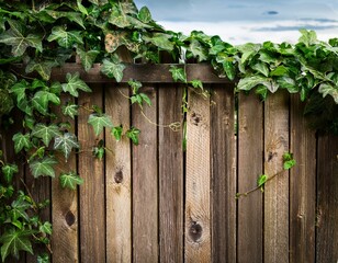 ivy growing on wodden fence