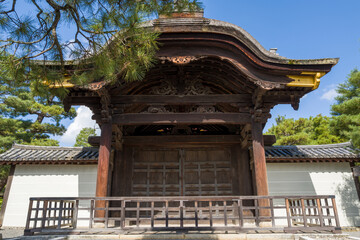 The Imperial Gate (Chokushimon) of Datoku-ji in Kyoto in Asia, Japan, Kansai, Kyoto, in summer, on a sunny day.