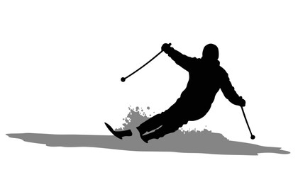 Fototapeta premium Skier performing a dynamic turn in the snow
