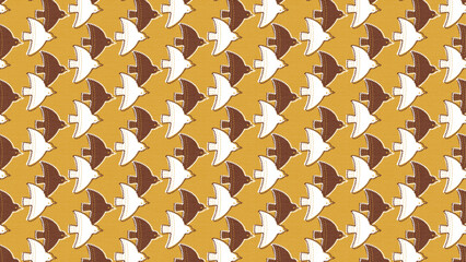 retro pop flying bird seamless pattern, vector graphic resources, 16:9 widescreen wallpaper / backdrop