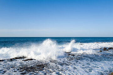 Kotohikihama Beach in Asia, Japan, Kansai, Kinosaki, in summer, on a sunny day.