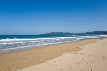Shotenkyo Beach in Kumihamacho in Asia, Japan, Kansai, Kinosaki, in summer on a sunny day.