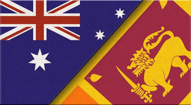 Flags of Australia and Sri Lanka. Australian and Sri Lankan National flags