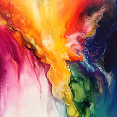 Colorful Abstract Artwork: Vibrant Swirl Texture in Orange, Yellow, Red, Blue, and Green - A Fluid, Dynamic Design with Depth and Warmth for Mesmerizing Artistic Expressionism