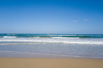 Shotenkyo Beach in Kumihamacho in Asia, Japan, Kansai, Kinosaki, in summer on a sunny day.
